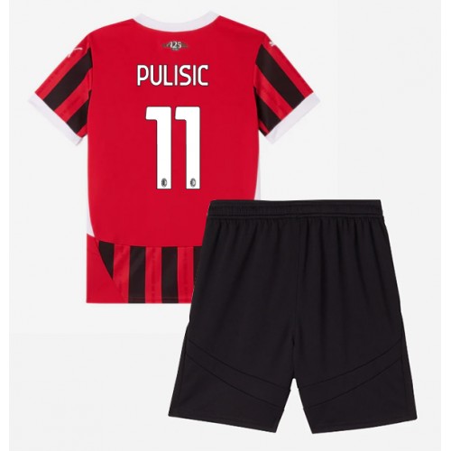 Fotbalové Dres AC Milan Christian Pulisic #11 Dětské Domácí 2024-25 Krátký Rukáv (+ trenýrky)